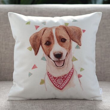 クッションカバー ドッグ ジャックラッセルテリア タイエプロン 北欧デザイン jubileecushionai007