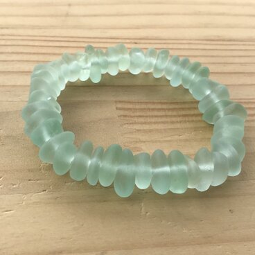 天然 オールシーグラスブレスレット ライトグリーン