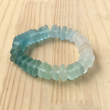 天然 オールシーグラスブレスレット 大きめグラデーション