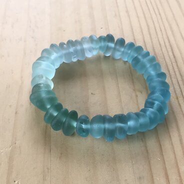 天然シーグラスブレスレット ブルー系