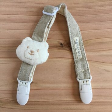 【再入荷】オーガニックコットン、ベビー・スタイクリップ・くまさん（白）