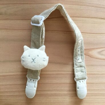 【再入荷】オーガニックコットン、ベビー・スタイクリップ・ネコさん