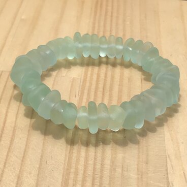天然 オールシーグラスブレスレット ライトグリーン