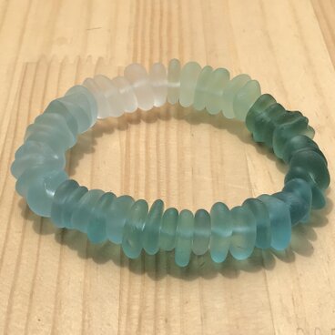 天然 オールシーグラスブレスレット 大きめ 18cm