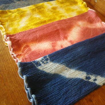 【受注生産】草木染めチャクラ腹巻(柄)／シルクコットンやみつきボディウォーマー