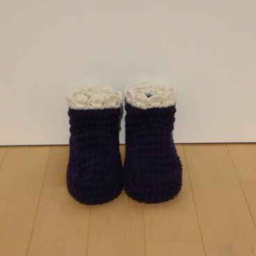 ぽこぽこ玉編みのルームブーツ(ネイビー)