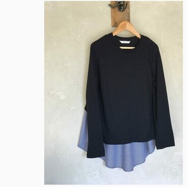 プレオーバー ニットとギンガムチェック 長袖