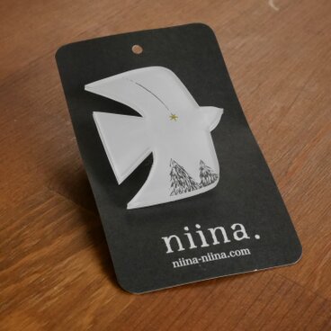 鳥のブローチ【白】