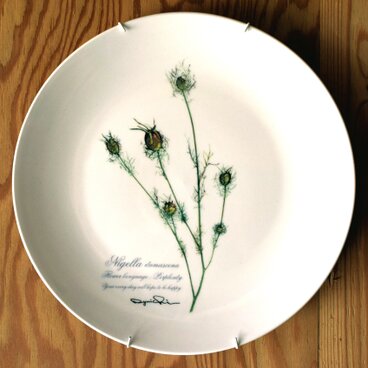 ニゲラのやさしい陶器の壁掛け絵皿(30cm) 送料無料