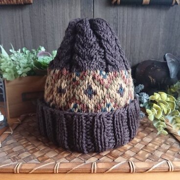 【受注制作】レトロ模様の編込み帽子