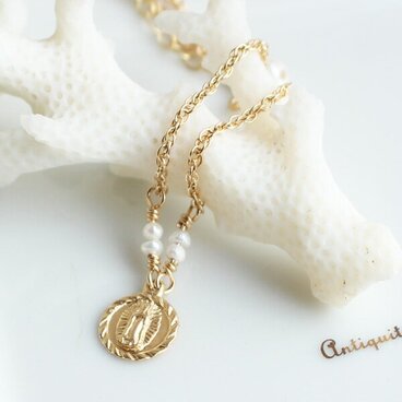 K14GF（ゴールドフィルド）ロープチェーンネックレス（淡水パール）【Ａ】【日本製】