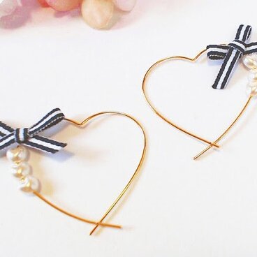 ハートフープイヤリング