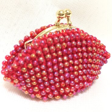 オーロラレッドのミニがま口