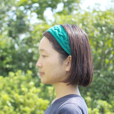 カシミヤ100％　アラン模様ヘアバンド