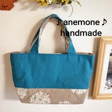 ♪帆布のツートン ミニトート♪あお系