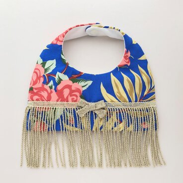 ロイヤルブルー✖️ゴールドフリンジのボタニカルスタイ