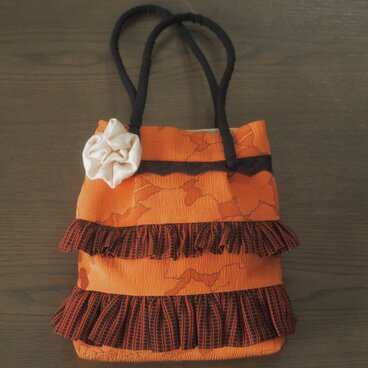 和服の布で作ったかわいい手さげ