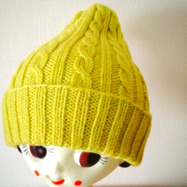 ふんわりやさしい差し色ニット帽【レモンライム】