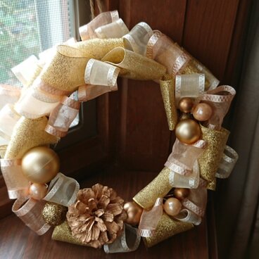 リボンリース・ゴールド系