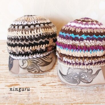 オーダーメイド・ニット帽子☆大人Lサイズ（ツバ版）