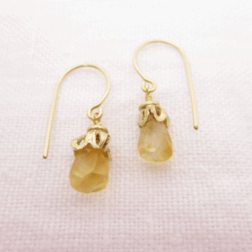 14kgf  シトリン一粒ピアス