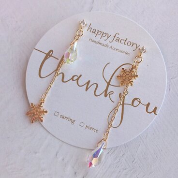 スノーフレークアシンメトリーピアス