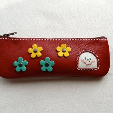 ninmari 革ペンケース  アカ