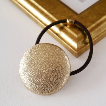 【送料無料】シンプルで小洒落れたラウンドレザーポニー　本革  ヘアゴム・レッド　赤