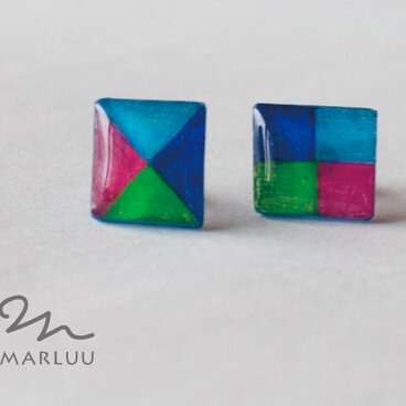 ポップな色合いがアクセント◆カラフルパレットピアス