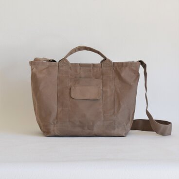 【再販】トートバッグ 2wayショルダー／ベージュ・パラフィン加工