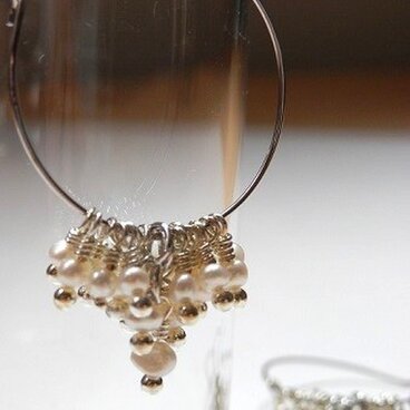 淡水パールのフープピアス