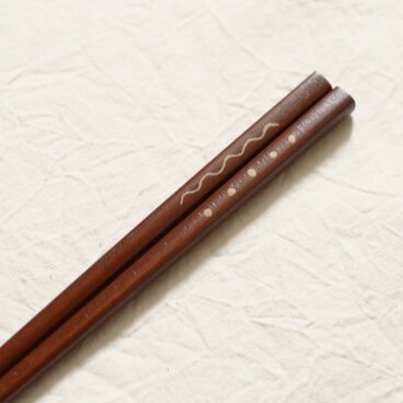 拭き漆模様箸・ベンガラ＜21cm or 23cm＞