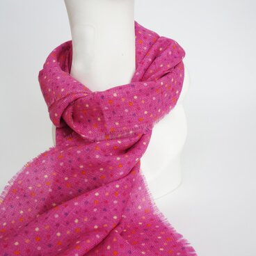 ウールマフラー　ドット小（ピンク）175cm