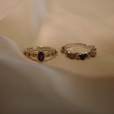 リング/指輪 Rhodolite garnet wine-red ring #9.5