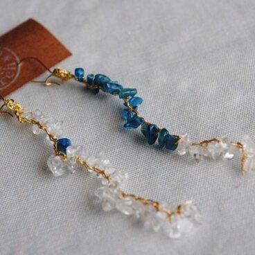 14kgf いとあみピアス クリスタルクオーツ＆アパタイト