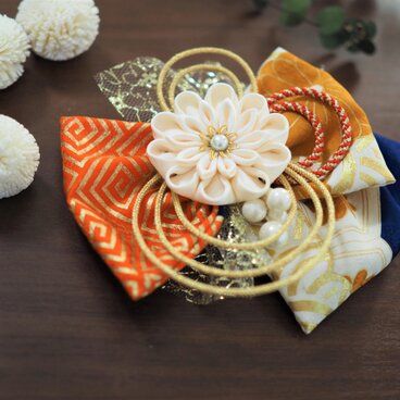 つまみ細工☆アンティークヘッドドレス☆青系☆