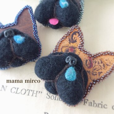 フレンチブル 鼻水ブローチ♪黒