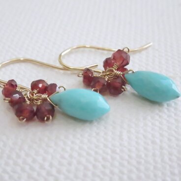 *14kgf*ｽﾘｰﾋﾟﾝｸﾞﾋﾞｭｰﾃｨｰﾀｰｺｲｽﾞ×ﾓｻﾞﾝﾋﾞｰｸｶﾞｰﾈｯﾄのピアス