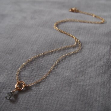 14kgf トルマリンクオーツシンプルネックレス　k14gfルチルパワーストーン宝石ハンドメイド