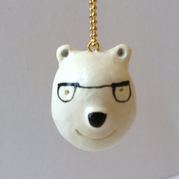 しろくま メガネ 粘土ストラップ