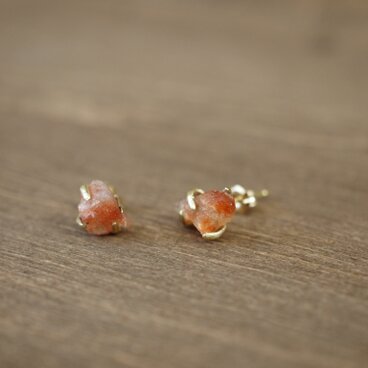 k18 サンストーン原石 スタッドピアス