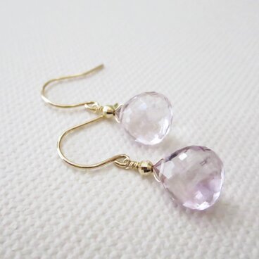 *K10YG*ピンクアメジストのピアス