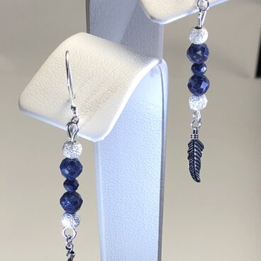 【‬Silver925使用】‪サファイアピアス スターダスト‬feather