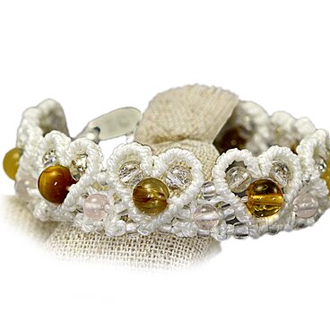 【セール】仕事運と金運を上げ幸せUP! ルチルクォーツ・タイガーアイ・シトリンマクラメ編みブレスレット