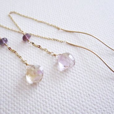 *K10YG* アメトリンのウエーブアメリカンピアス