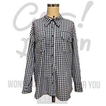 チェックコットンシャツ #ネイビーブルー