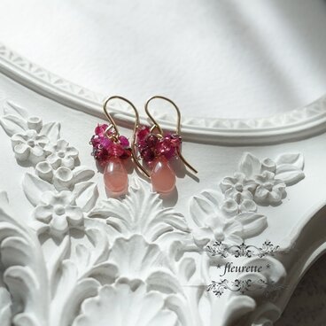 インカローズ*ルビー*レッドスピネルピアス*K14GF*ロードクロサイト