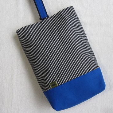 ヒッコリー＆帆布・ブルー☆上履き入れ