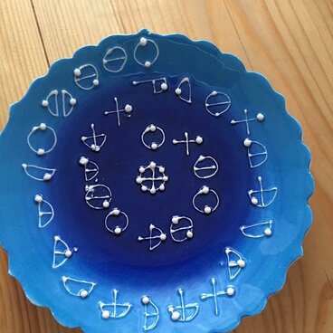 手描き絵付け陶器【カタカムナ文字】ウタヒ７首　