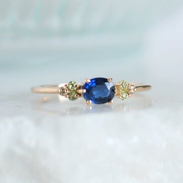 9月誕生石　サファイア＆ペリドット カラーストーンリング / K10